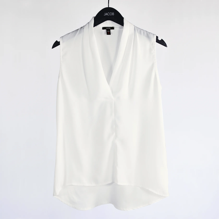 Blouse sans manches col à plis